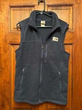 The North Face Dark Navy Fleece Vest with Chest Logo